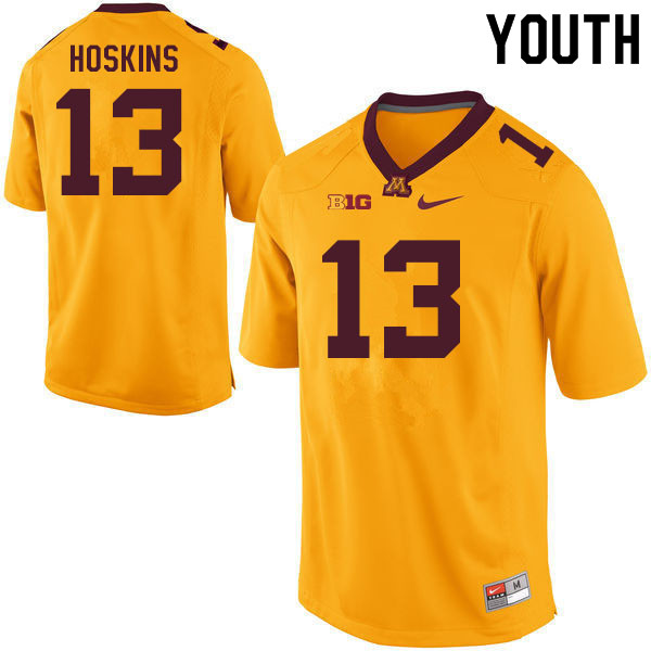 Youth #13 Kristen Hoskins Minnesota Golden Gophers College Football Jerseys Sale-Gold - Click Image to Close